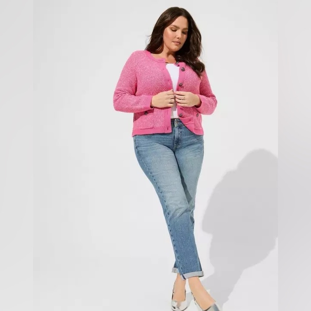 Torrid Hot Pink Marled Knit Button Up Cardigan Sweater—Size 4X